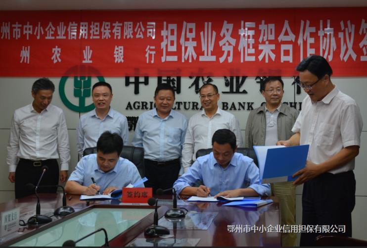 市擔保公司與農(nóng)行鄂州分行簽訂擔保業(yè)務框架合作協(xié)議